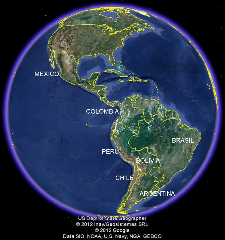Importancia de Latinoamerica en la producción de Minerales America Latina (AL) aporta al mundo el 49% de Ag, 38% de Cu, 21% de Zn, 18% de Fe y 17% de Au.