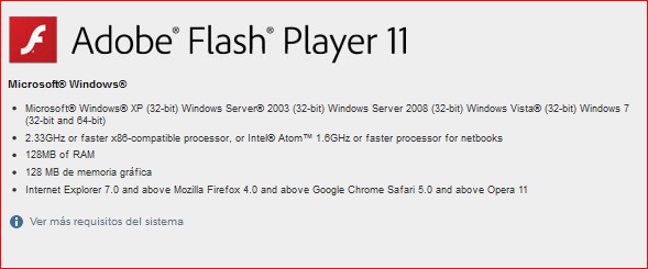Figura 9: menú del sistema Debido a que ésta es una aplicación web que utiliza la tecnología de Adobe Flash Player, debe estar instalado en su explorador web.
