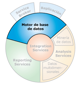 La arquitectura y sus componentes Motor de Bases de Datos Para crear bases de datos relacionales para el procesamiento de transacciones en línea o datos de procesamiento analítico en línea.