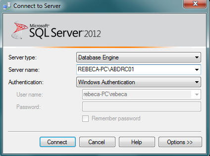 Para ingresar a SQL Server El nombre de la herramienta que vamos a utilizar se llama SQL Server Management Studio, que se encuentra en inicio>todos los programas>microsoft SQL Server 2012> Abrimos