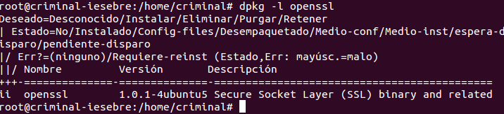 # dpkg -l nombre_del_paquete Así como los archivos instalados por cada paquete con: # dpkg -L nombre_del_paquete Instalación de SSH.