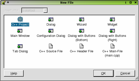 151 5. Click File Save to save the project. The New File dialog is used to create all the files that can be used in a Qt Designer project.