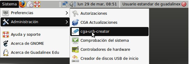 ANEXO III: CREAR INSTALADOR USB CON CGA-USB-CREATOR Con el pendrive en un puerto USB