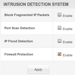 firewall avanzado con inspección de estado integrada que soporta detección de intrusos, seguimiento de sesiones y prevención de ataque de denegación de servicio.