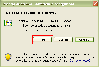 a. En Internet Explorer: Al acceder a la página de la FNMT nos mostrará la siguiente pantalla con los certificados a instalar, realizaremos el mismo