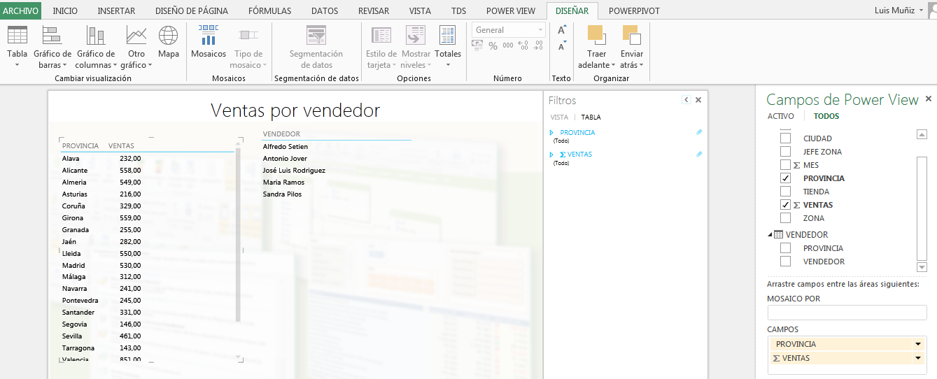 10. Powerview con Excel 2013 Nueva opción de crear informes a través de ante tener tablas