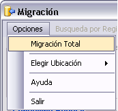 Proceso de Migración Dispone de dos posibilidades para migrar los datos: 1. Pulsando en el botón Migrar que aparece a la derecha de la pantalla en cada uno de los programas: 2.