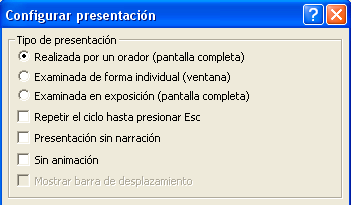 Ejecución y control de una presentación Formas de ejecutar una presentación En función de las necesidades, una presentación con diapositivas puede ejecutarse de tres formas diferentes.