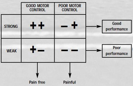 El beneficio de tener una buena función de estabilidad en los músculos estabilizadores globales y locales se refleja en una mejora el bajo umbral del control motor y disminuyendo el dolor mecánico