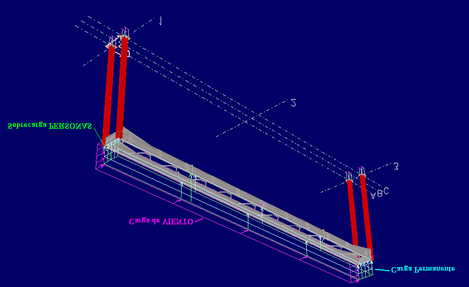 4.2 Cálculo Tensional y Verificación. Introducción de Cargas al Modelo 3D En este punto se realiza un análisis estructural del modelo 3D, con STAADpro.