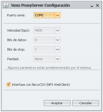 Las condiciones que deben cumplirse son las siguientes: 6 - Nexo NPS activo en la PC conectada a la central. - Nexo NPS configurado para NexoCDX en forma exclusiva. - Nexo AVIU 4.
