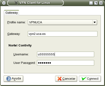 Figura 5: Conexión a VPNUCA Después de la desconexión, puede darse la orden rcracoon stop.