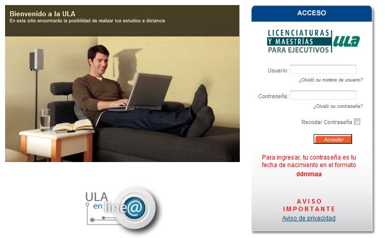 ULA on-line, puedas ingresar a tu curso y realizar todas tus actividades.