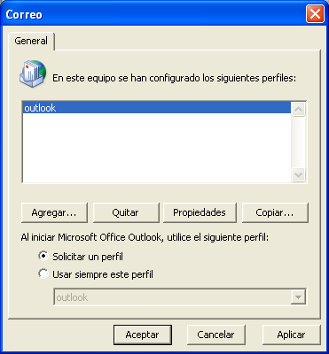 Una vez dentro, pulsa sobre la opción Mostrar perfiles. Correo Exchange en Outlook 2007 y 2010 Y, posteriormente, en la opción Agregar.