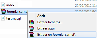 zip 3. Renombrar el comprimido Joomla_2.5.6-Spanish-Pack_Completo.zip que fue descargado, a uno que contenga su carnet de estudiante, como ejemplo debemos renombrarlo joomla_carnet.