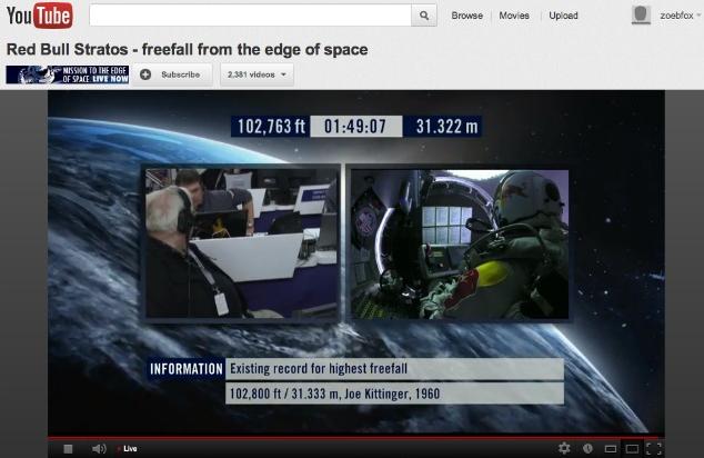 El Salto desde la Estratósfera Rompe el Record de Vista de Video en Vivo de YouTube Más de 7,1 millones de personas vieron