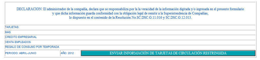 ENVÍO DE INFORMACIÓN DE TARJETAS DE CIRCULACIÓN RESTRINGIDA 3.1.5.