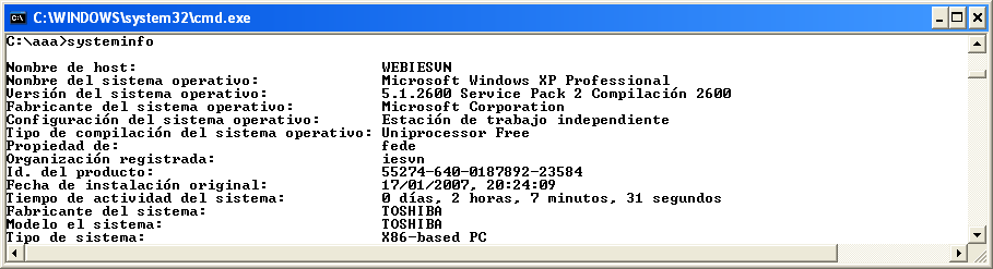 Ejemplo de uso: Regedit: Lanza el editor del registro de Windows. SC: Es un programa de línea de comandos que se usa para comunicación con el controlador de servicios NT.
