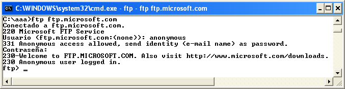 Ftp (File Transfer Protocol): Clente FTP en modo consola.