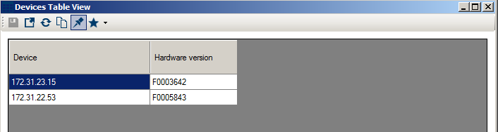 62 es Uso de Configuration Manager Configuration Manager 2. Haga clic en el icono Vista de tabla de la barra de herramientas. Aparecerá la ventana Vista de tabla.