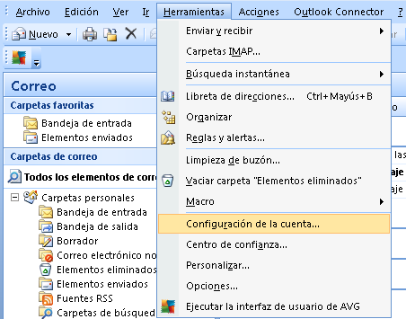 Configurar Outlook 2007 por IMAP Creación de una cuenta nueva Para
