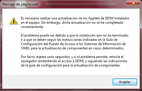 En caso de que se produzca algún error en dicha actualización, se mostrará la siguiente pantalla de error: Este error puede ser debido a que se está utilizando Windows 7, y está activado el Control