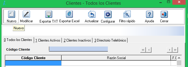 Catálogo de Clientes Los clientes también se registrarán solamente una vez por cada registro nuevo requerido, por ejemplo si tiene registrado al cliente Juan Pérez y va a hacerle una factura, no es