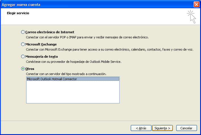 En la siguiente pantalla selecciona la opción Configurar manualmente las opciones del servidor o tipos de servidores