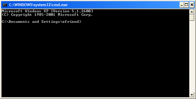 Se mostrará la ventana de comando DOS (cmd.exe). Se pueden ingresar comandos DOS mediante esta ventana.