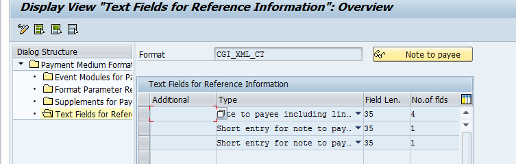 Crear formato de pago CGI_XML_CT (II) Campos de texto para información de referencia.