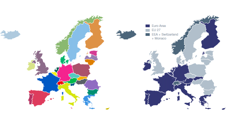 Países de aplicación de SEPA Unión Europea Zona Euro Alemania, Austria, Bélgica, Chipre, Eslovenia, España, Finlandia, Francia, Grecia, Irlanda, Italia, Malta, Luxemburgo, Países Bajos, y Portugal.