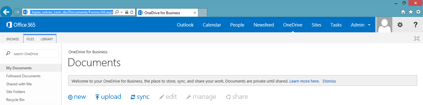 3- Entre a su cuenta de Office 365 y haga clic en OneDrive.