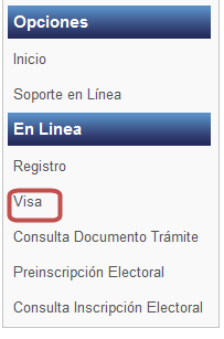 RESPONSABILIDAD POR APLICACIÓN: Ciudadano Página 3 de 28 1. Procedimiento General 1.1. Solicitud de Visa Online Permite al ciudadano registrar la solicitud de visa en línea.