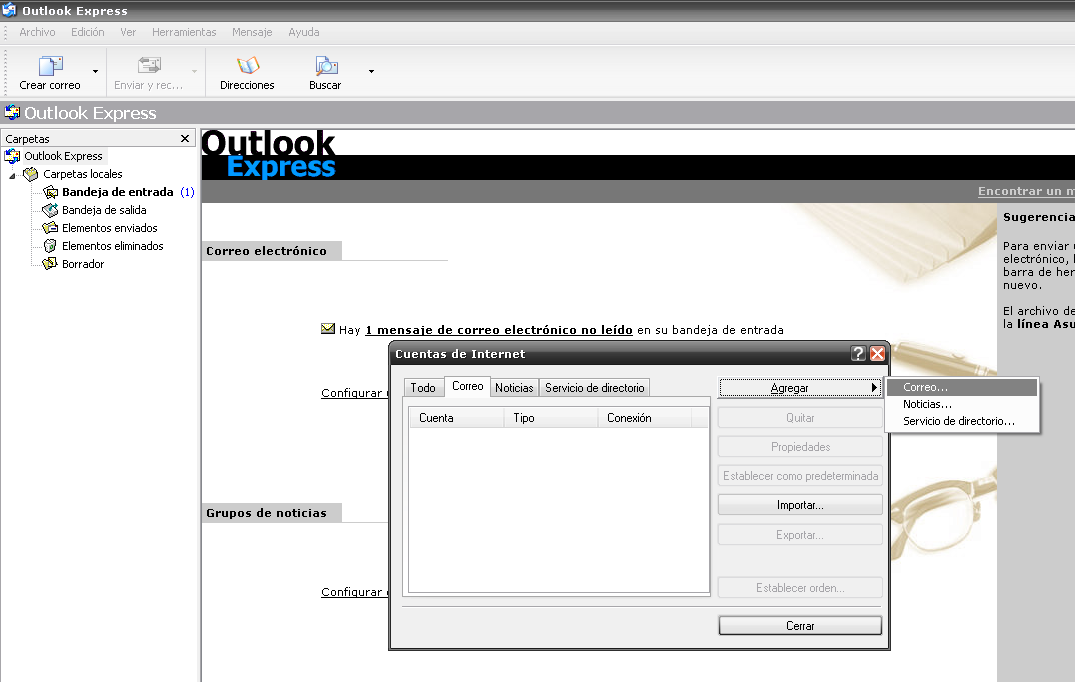 Paso 2: Abrir Outlook Express Siga los pasos de cada ventana que se muestra a continuación: 12.