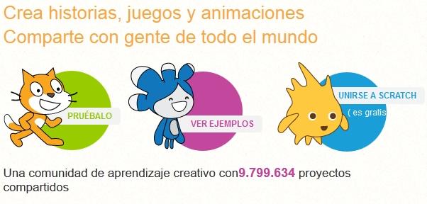 Scratch es de libre distribución, está disponible en 50 lenguas diferentes y se recomienda para niños/as entre 6 y 16 años.