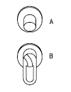 IV. INSTRUCCIONES DE OPERACIÓN 1. Tire hacia arriba de la manija B, gire a la derecha para agua caliente y a la izquierda para agua fría.