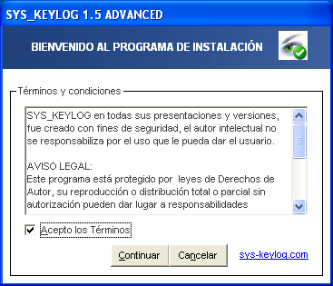 "CONTROLE, VIGILE Y MONITOREE LO QUE HACEN SUS HIJOS EN LA PC" SYS_KEYLOG ADVANCED Windows 9X, 2000, Me, XP, 2003 Server, Vista, 7 Idioma Peso Demo : Castellano : 1.
