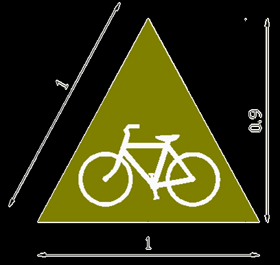 3.2.- SEÑALETICA HORIZONTAL (SIMBOLOS) Símbolo de triangulo colocado al inicio y/o término del trayecto de la ciclopista, en cada carriles, señalando la dirección y la exclusividad de cada uno.