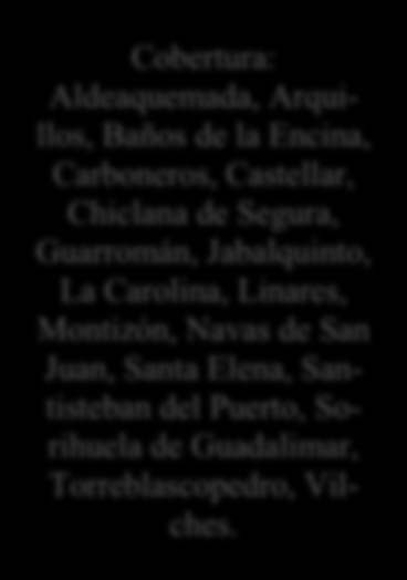 Centro Comarcal de Drogodependencias de Andújar Consulta de Bailén Cobertura: Andújar, Arjona, Arjonilla, Bailén, Escañuela, La Higuera, Lopera, Marmolejo, Villanueva de la Reina.