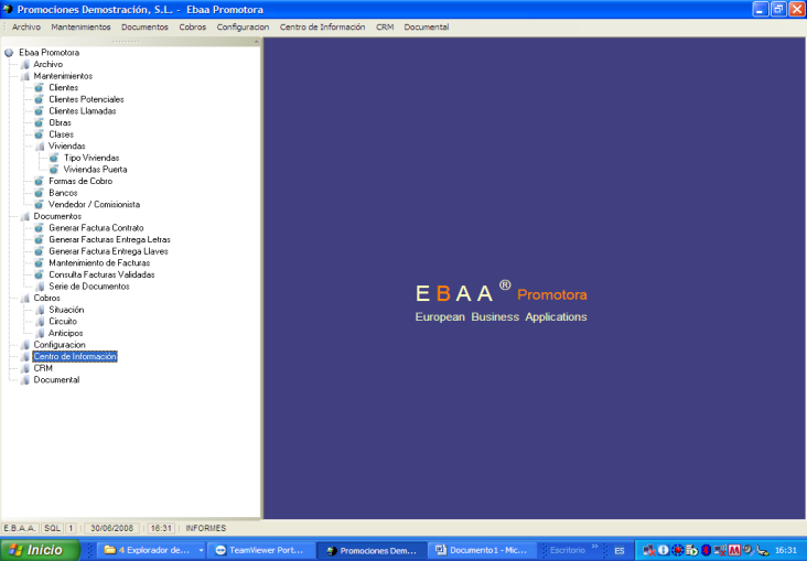 3. descripción del producto ebaa promotora es un ERP formado por módulos relacionados que integran las grandes áreas de la gestión comercial y financiera: Principal: parametrización y
