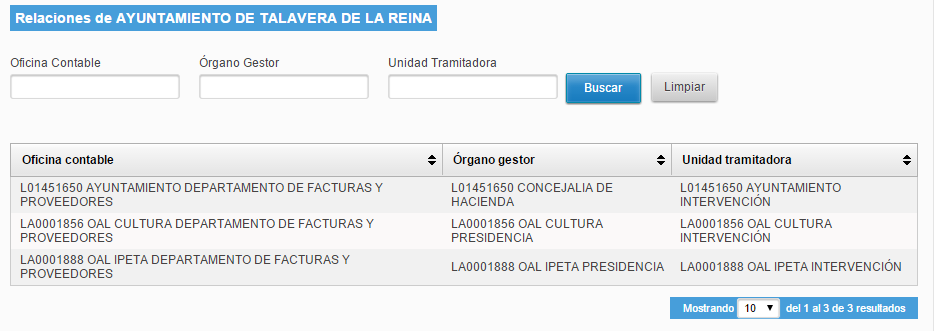 Pág. 3 Información general En primer lugar empezamos con los códigos correspondiente al Ayuntamiento de Talavera de la Reina y a sus organismos autónomos OAL Cultura y OAL Ipeta. Certificado digital.