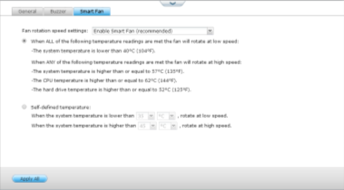 Ventilador inteligente Configuración de Ventilador Inteligente: Habilitar Ventilador Inteligente (recomendado) Seleccione esta opción para utilizar la configuración del ventilador inteligente o