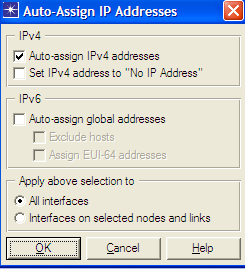 VI. Es necesario asignar las direcciones IP para todas las interfaces, despliegue en la barra de menú la opción Protocols, seleccione IP, luego escoja Addressing y por último dele Click en Auto