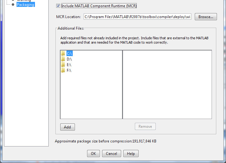 Generación de ejecutables Para empaquetar el programa, incluir la MCR y todos los ficheros