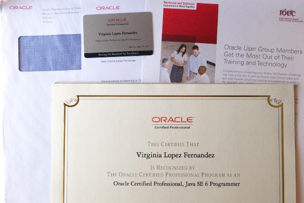 Llego la certificación Una carta de felicitación de Oracle