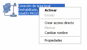 C. Activar la tarjeta de red 1. Haga clic en Inicio Panel de Control Conexiones de red. Se mostrarán las conexiones de red disponibles. 2.