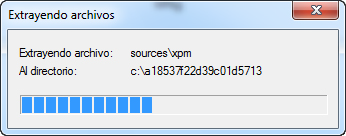 Se abre la ventana Extrayendo archivo. Se abre la ventana Programa de instalación de Windows XP Mode.