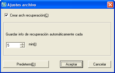 1. En el menú [Archivo], seleccione [Ajuste] y haga clic en [Archivo...]. Aparecerá la ventana "Ajustes archivo".