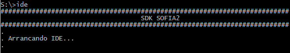La sesión de esta consola de comandos está configurada para operar con el Runtime y SDK de Sofia.