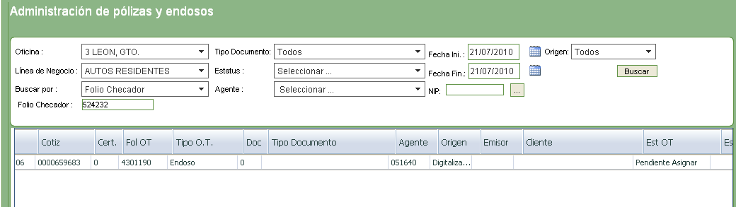 Impresión y búsqueda por número de Folio Checador Se mostrará el documento seleccionado en formato PDF.